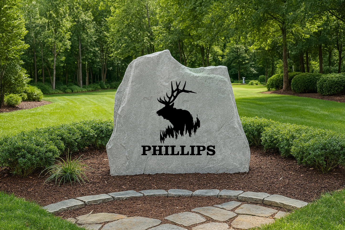 Bull Elk Personalized Hunting & Nature Stone – Custom Wildlife Yard Decor
