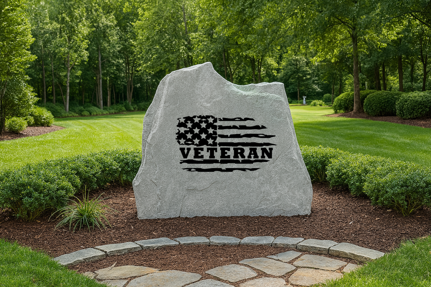 Veteran Flag Engraved Stone – Outdoor Military Tribute