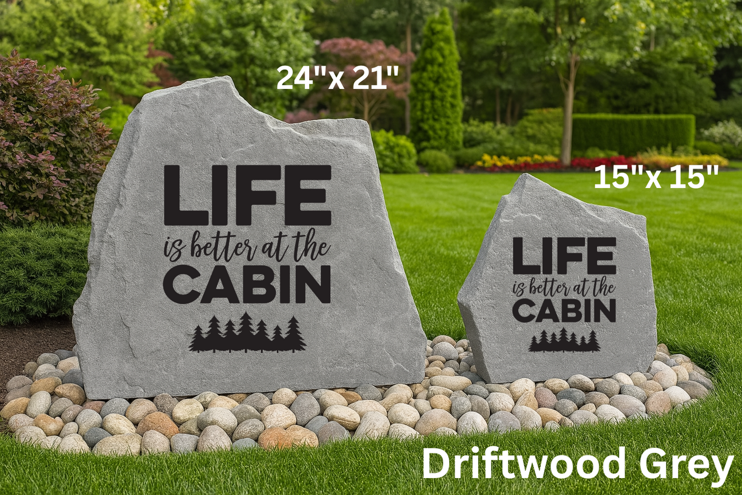 Life Is Better At The Cabin Trees Stone – Rustic Cabin Yard Décor
