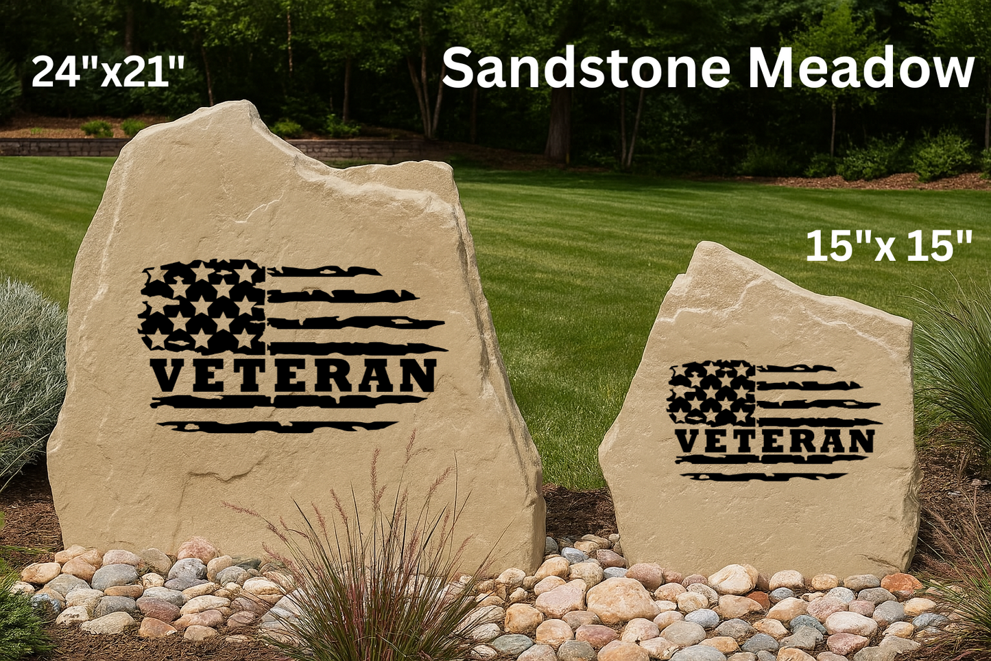 Veteran Flag Engraved Stone – Outdoor Military Tribute