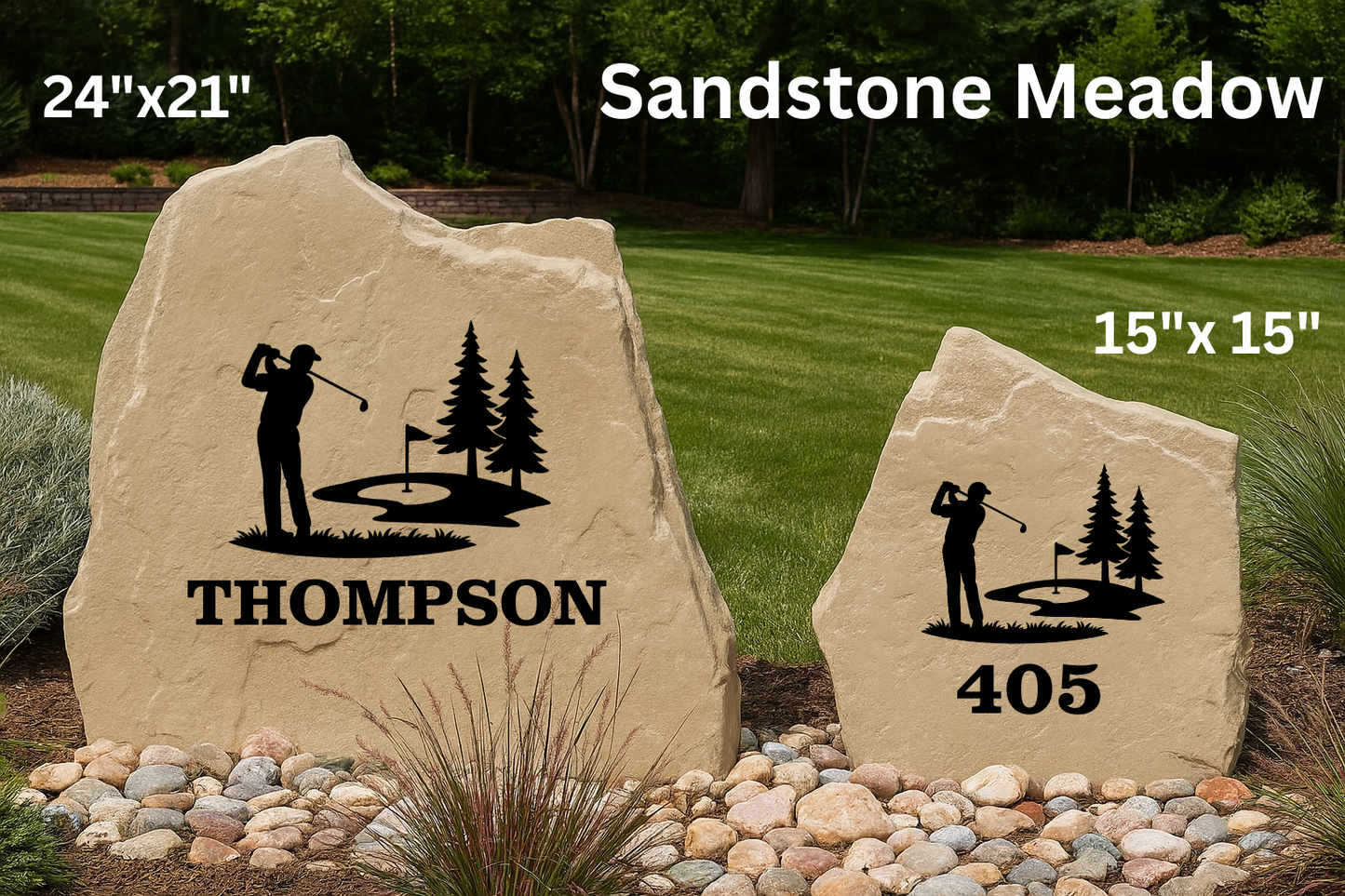 Custom Golf Yard Stone – Personalized Engraved Name or House Marker for Lawn or Driveway