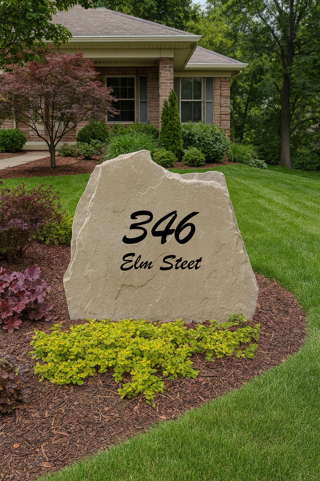 Elegant Address Stone – Personalized House Number and Street Name Engraving