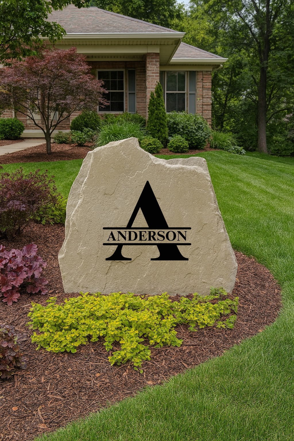 Custom Monogram Stone – Original Style Personalized Engraving for Home or Garden