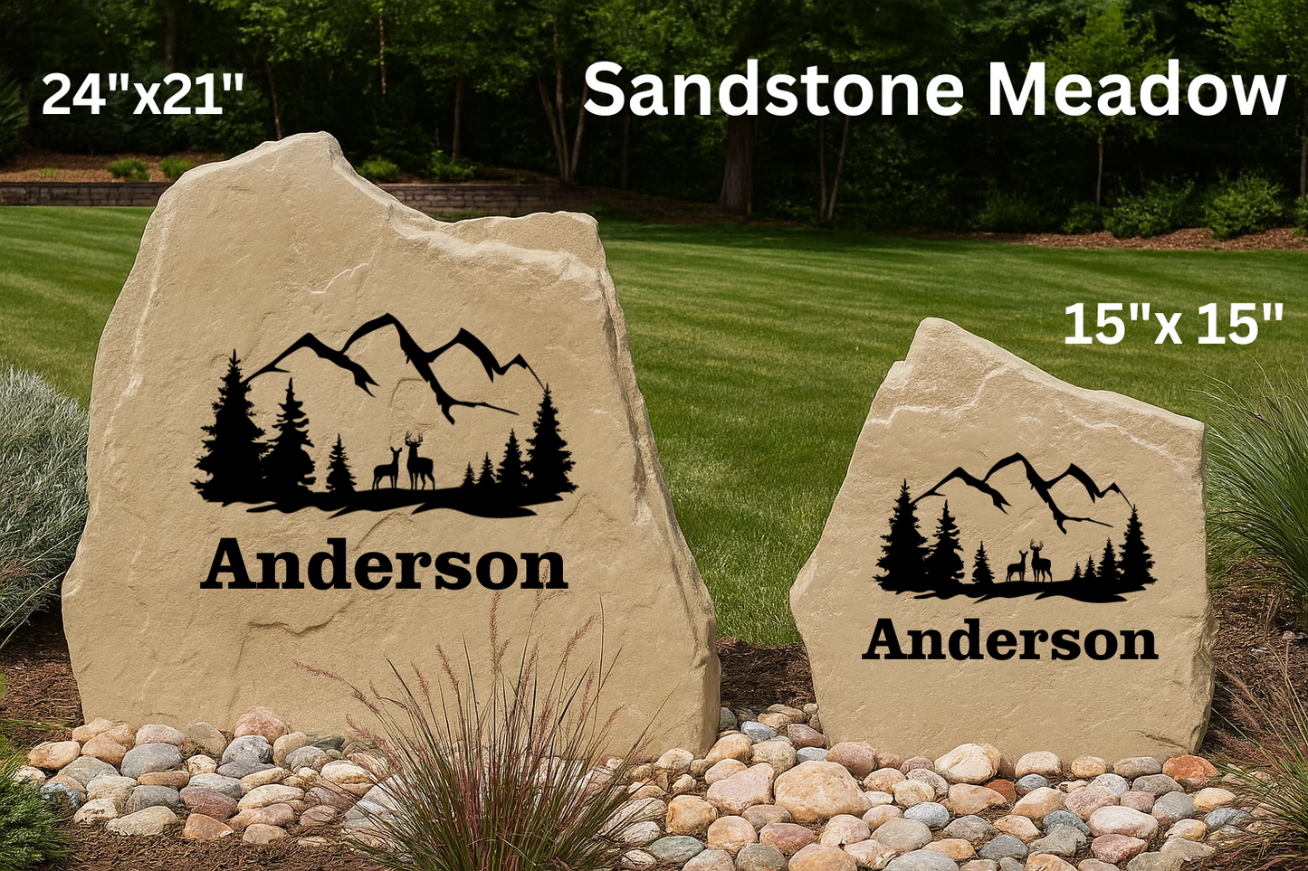 Deer Mountain Scenic Yard Stone – Custom Engraved Name or Driveway Marker