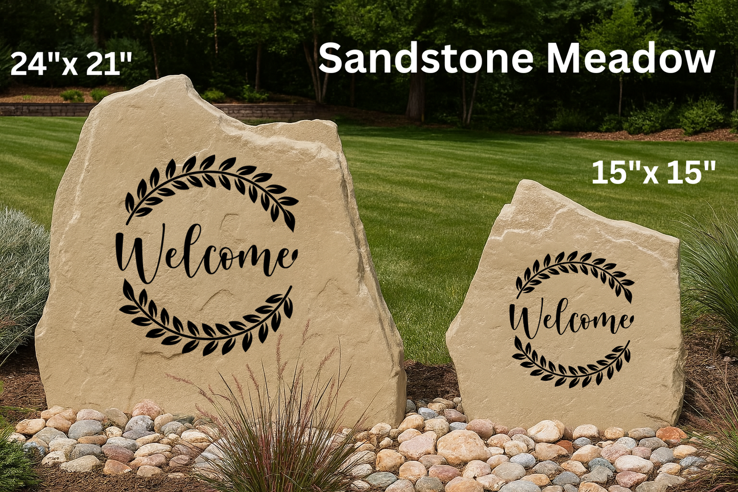 Welcome Leaf Circle Yard Stone – Elegant Outdoor Welcome Decor