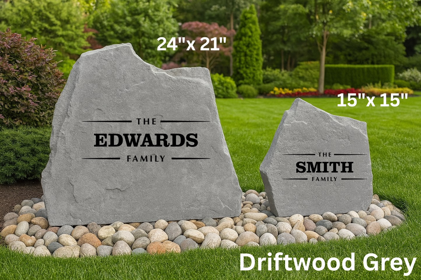 Personalized Family Name Stone – Custom Engraved Outdoor Yard Sign