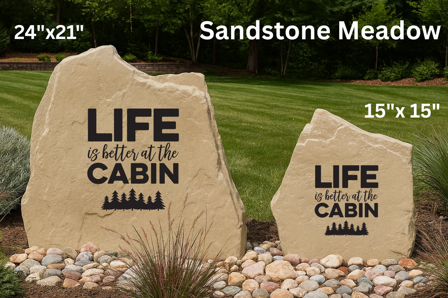 Life Is Better At The Cabin Trees Stone – Rustic Cabin Yard Décor