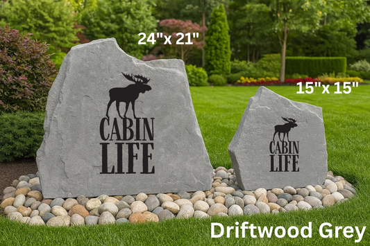 Cabin Life Moose Engraved Stone – Rustic Outdoor Lodge Décor