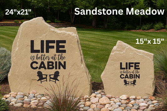 Life Is Better at the Cabin Chairs Engraved Stone – Rustic Outdoor Décor