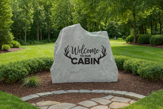 Welcome To Our Cabin Antlers Stone