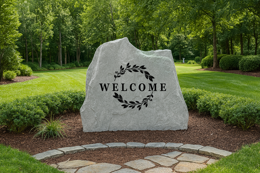 Welcome Elegant Leaves Stone