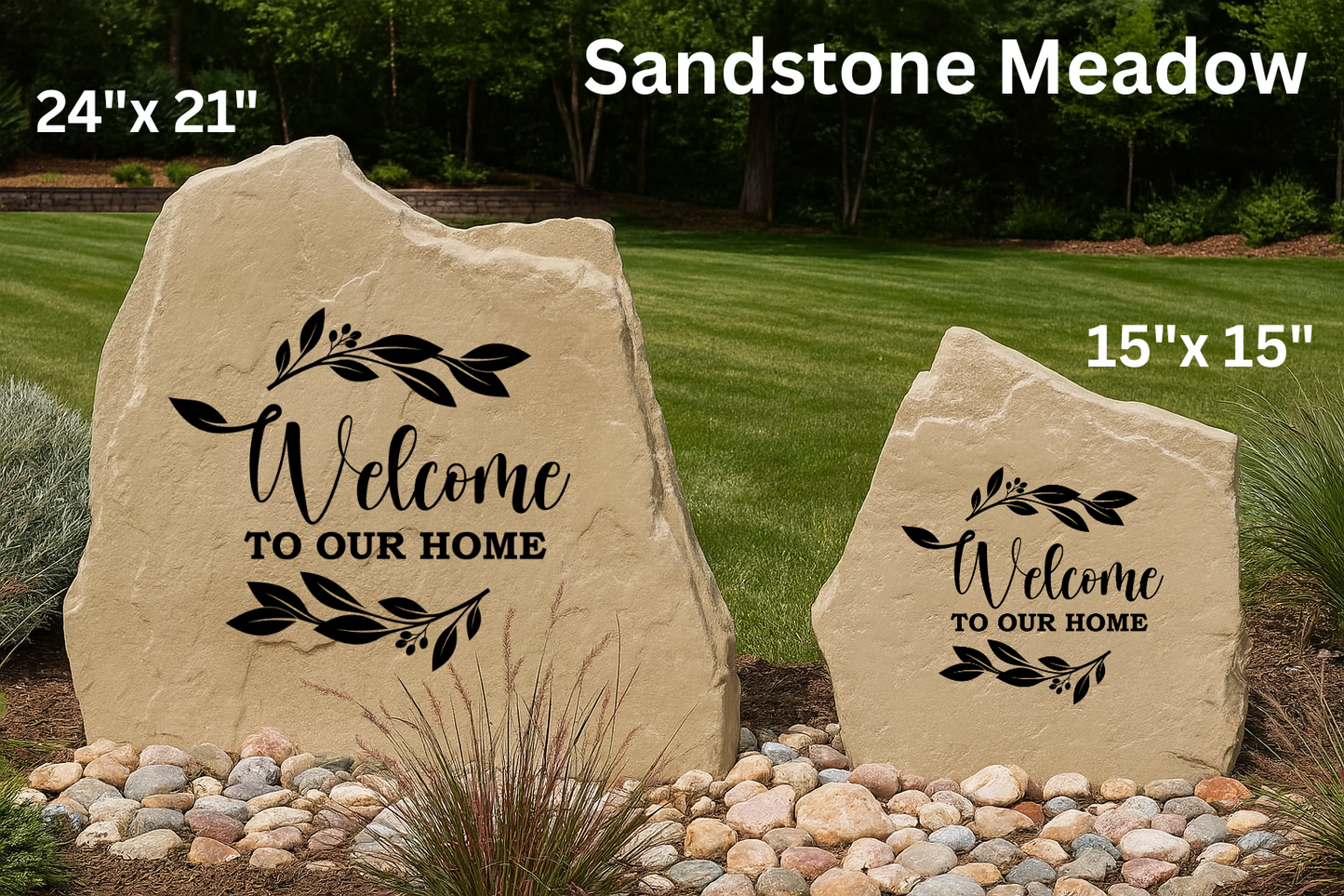 Welcome Leaves And Berries Stone