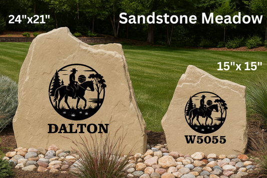 Cowboy Scene Personalized Yard Stone – Western Outdoor Decor