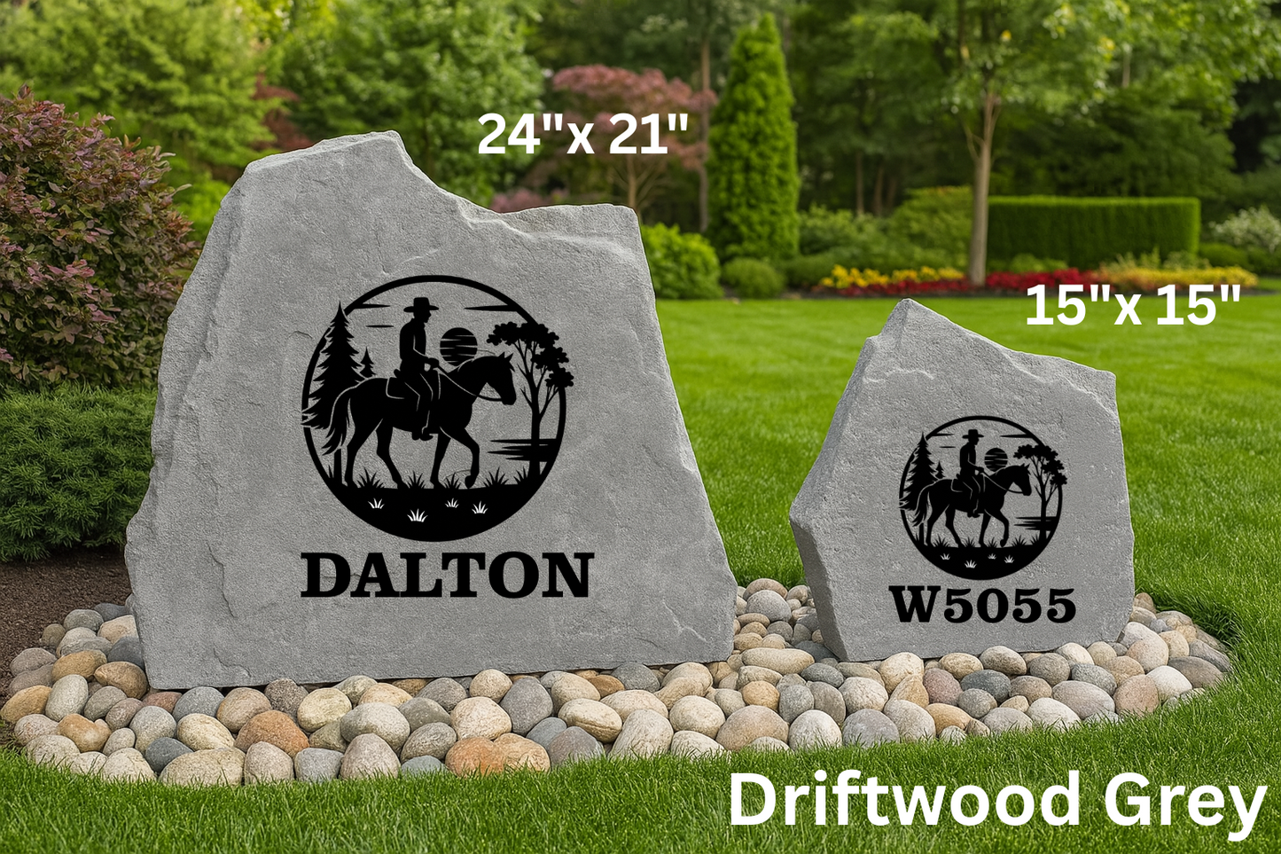 Cowboy Scene Personalized Yard Stone – Western Outdoor Decor