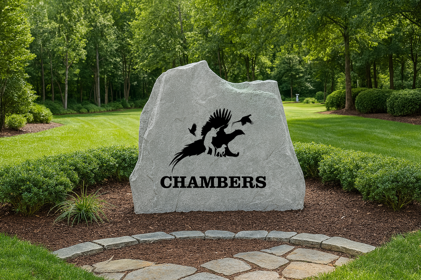 Custom Engraved Pheasant Stone – Outdoor Hunting and Nature Yard Décor