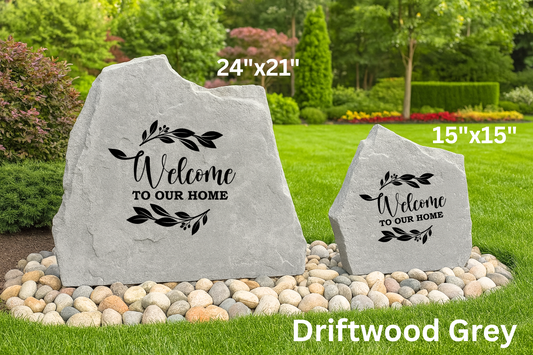 Welcome Leaves And Berries Stones – Outdoor Welcome Rock